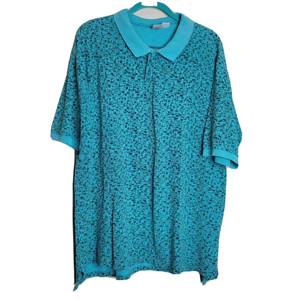 Vintage 80s Nike Golf Polo Shirt Size XL Blue Aromic MCM Print